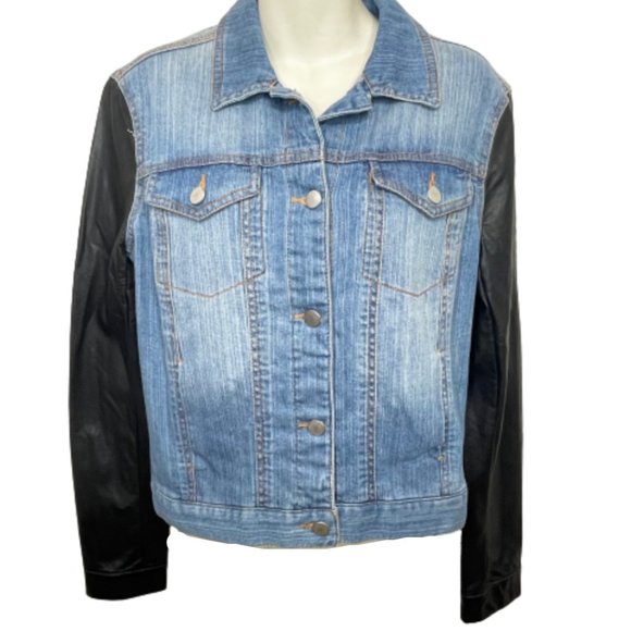 Fire Los Angeles Jackets & Blazers - Fire Los Angeles Denim Jacket w/ Faux Leather - M